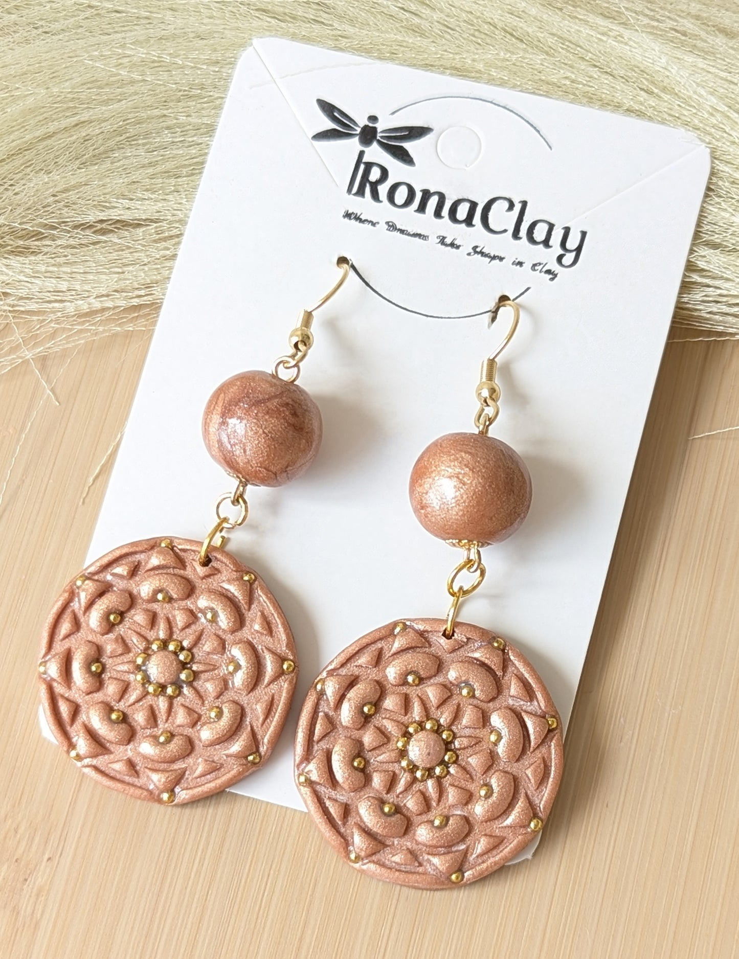 Mediterranean style, Lemon & Bronze earrings - Handmade Polymer Clay Earrings | Yellow , Brown and Copper
