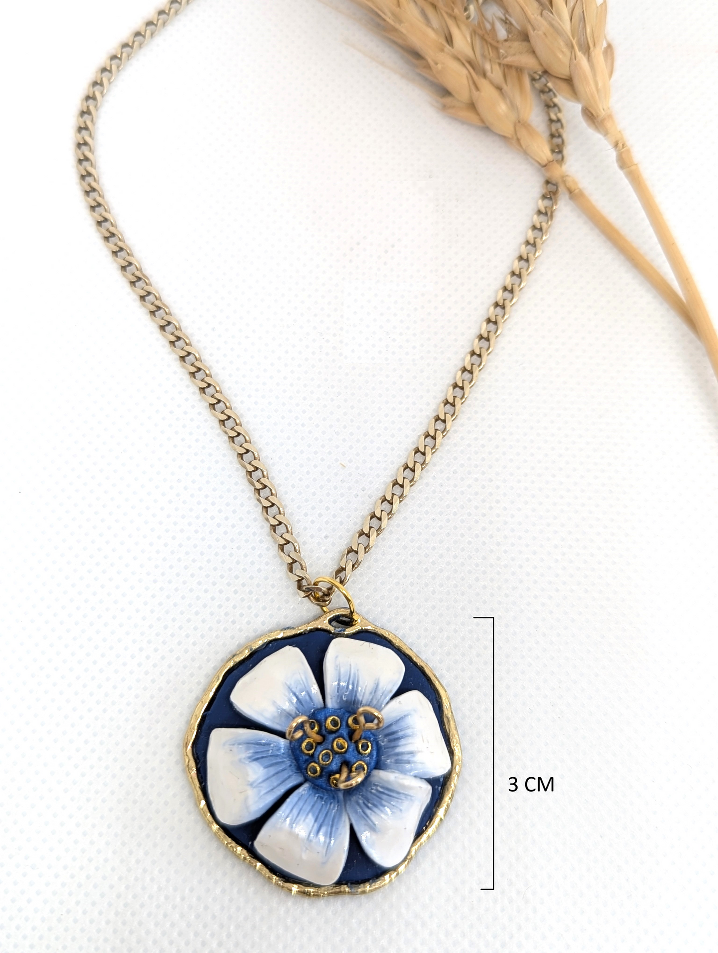 Blue Blossom Statement Necklace -Statement Polymer Clay Earrings | Handmade Neckless| Gift for Her | Everyday Wear