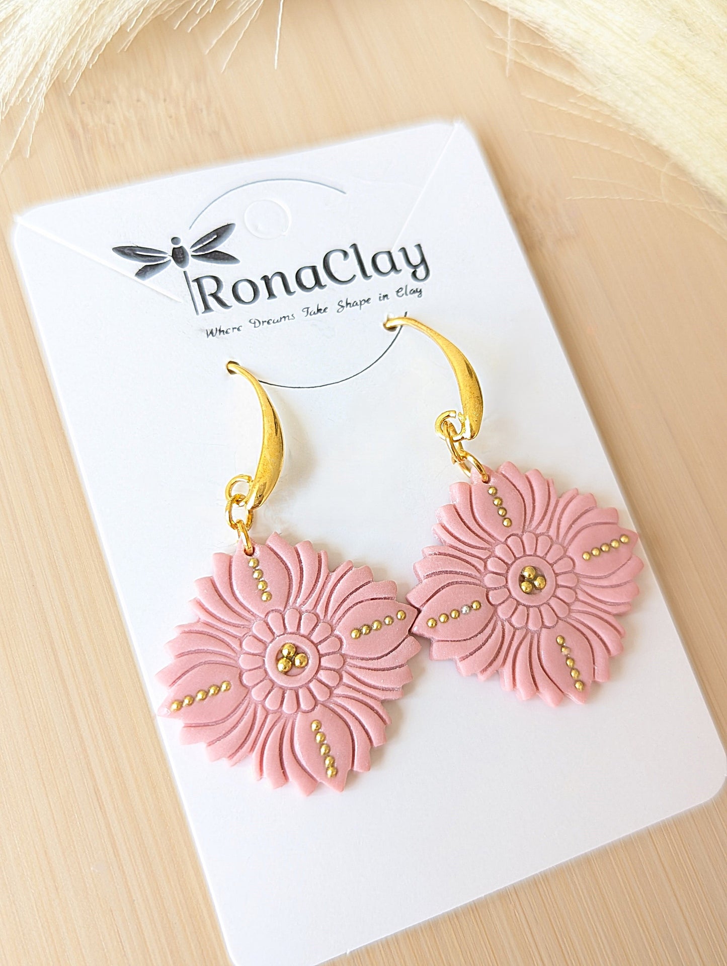 Mediterranean style, Light Pink and Teal earrings - Handmade Polymer Clay Earrings |  Mint Green,Blue and Pink