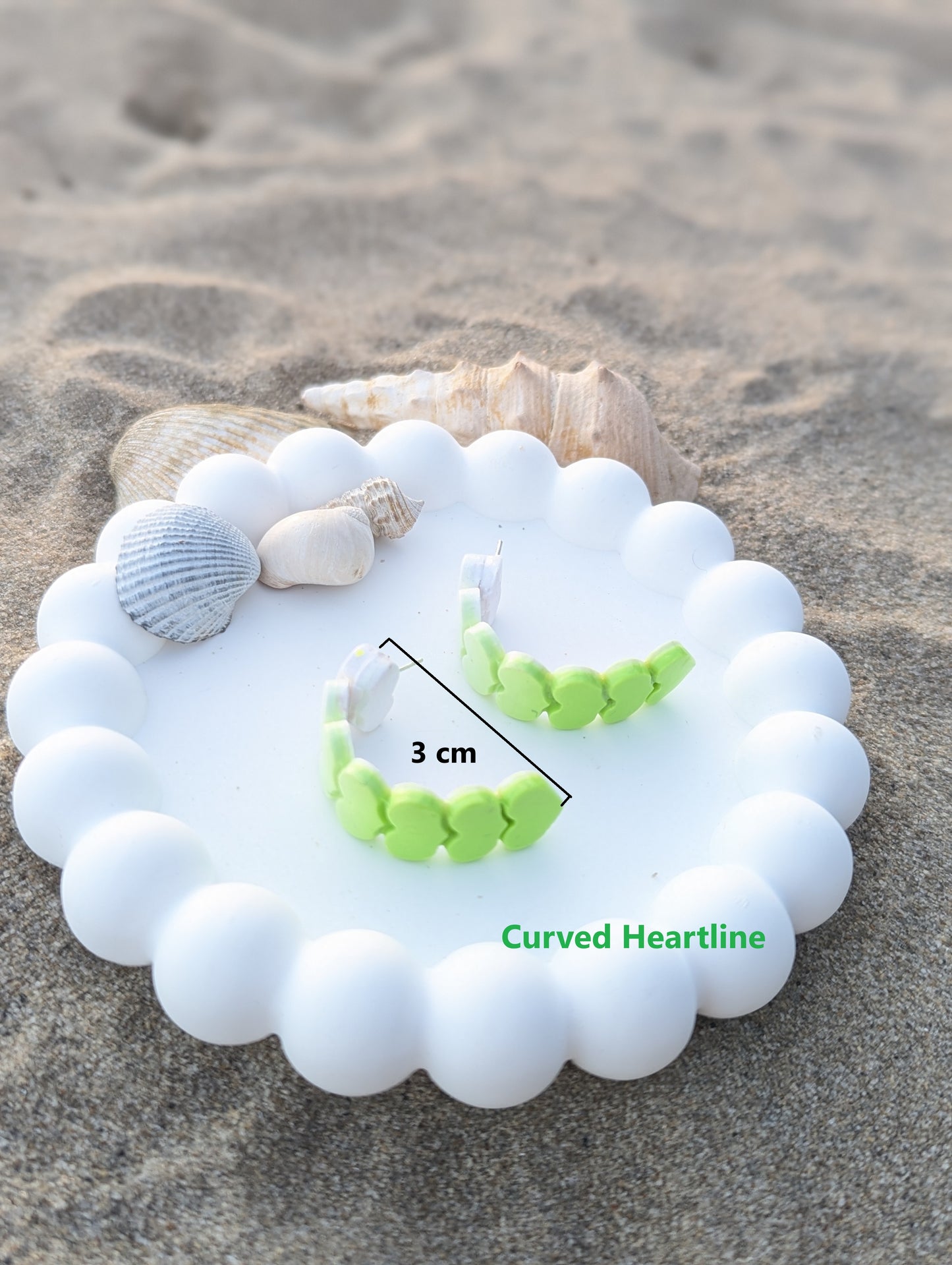 Gradient Heart |Handmade Polymer Clay Earrings| white to vibrant lime green