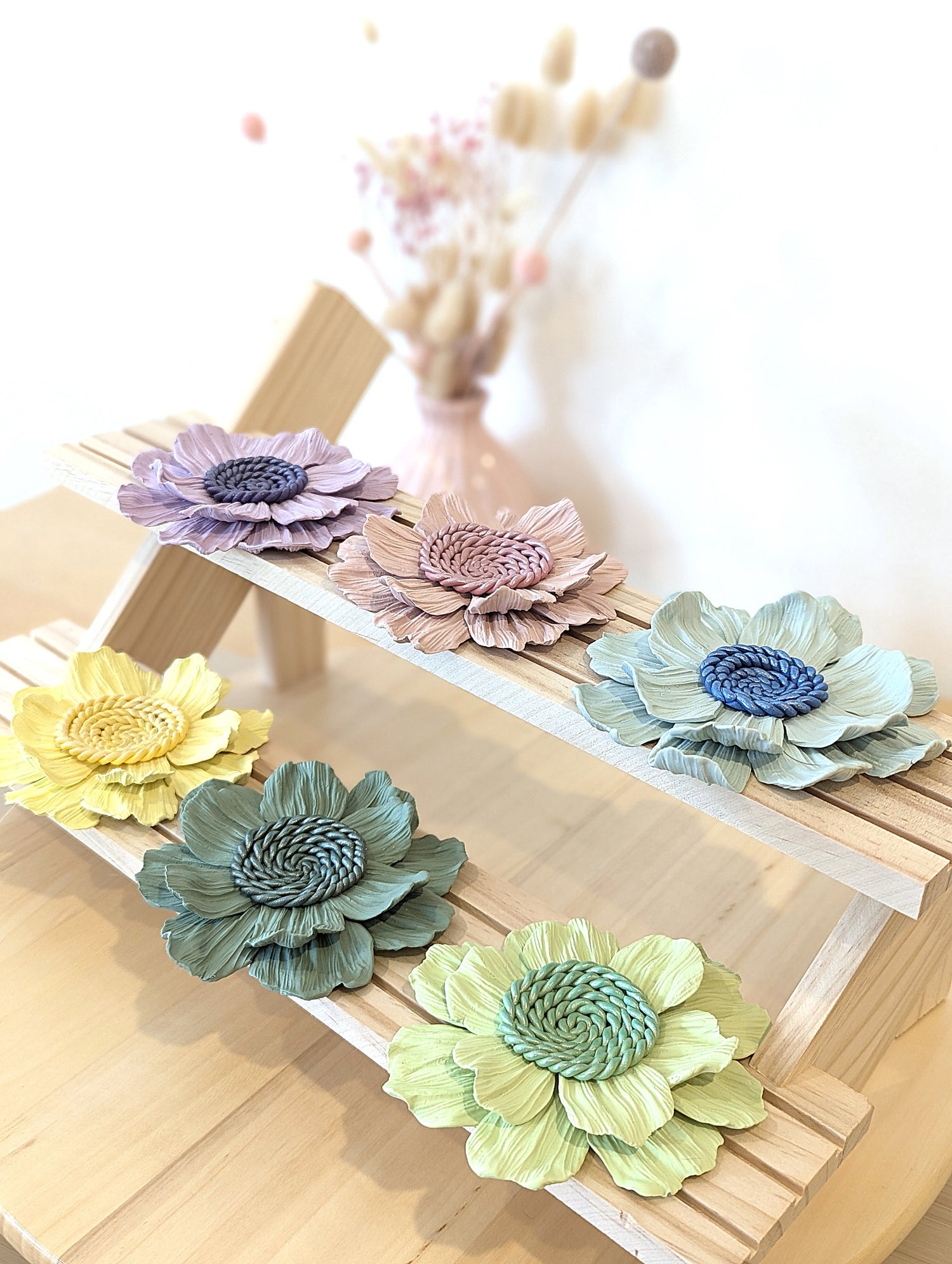 handmade set of 6 floral polymer clay  trinket dishes. Perfect for styling your home or organizing your favorite small items, also can be gifted as a meaningful present.